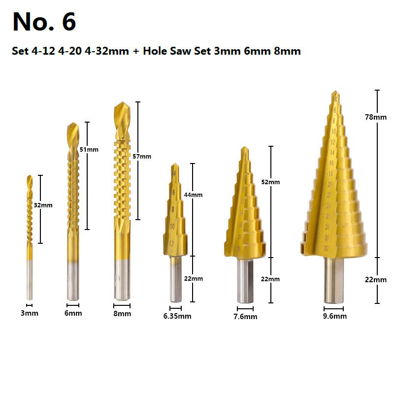 Cone drill bit punch set