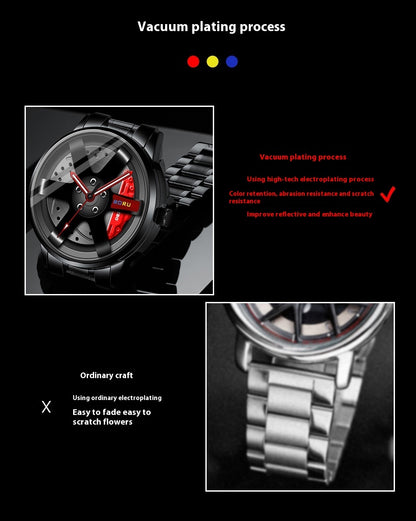 Men's Fashion Trend Wheel Caliper High-grade Waterproof Luminous Quartz Watch